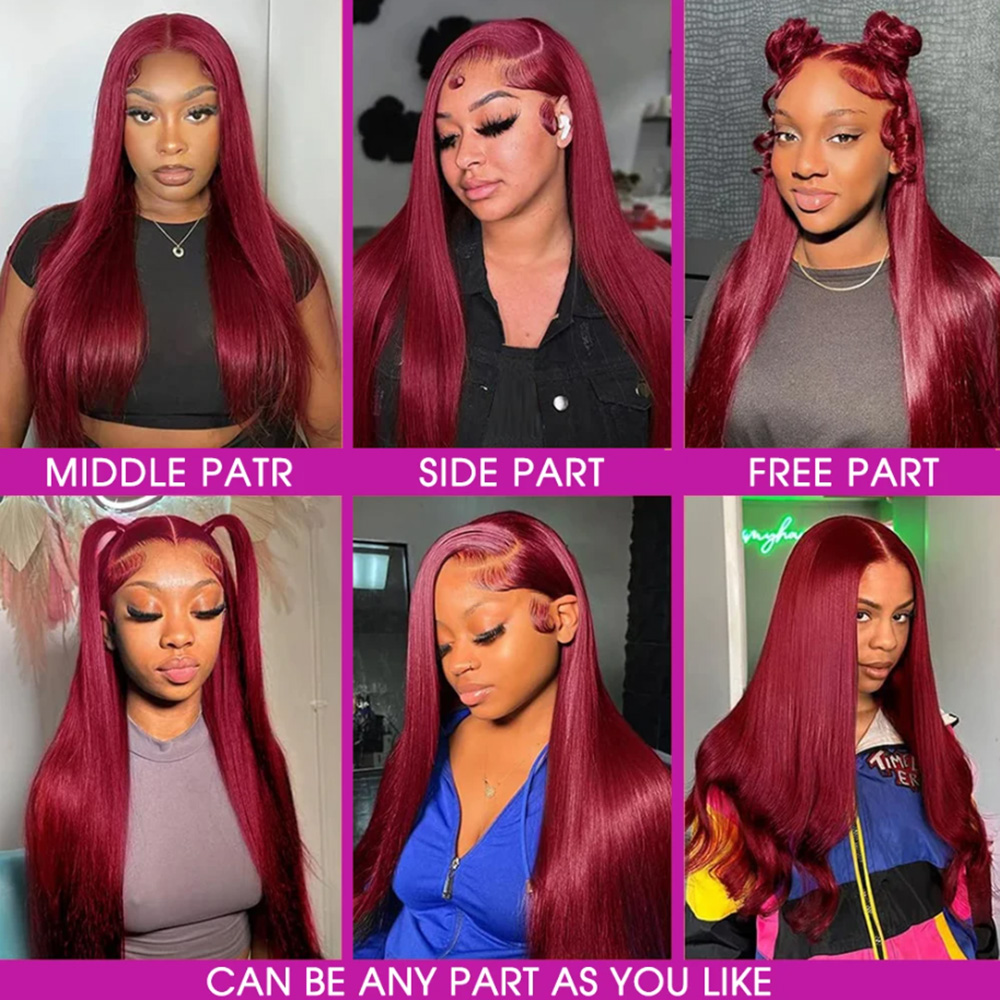 99J Burgundy Silky Straight Hu - Lace Front Wigs review and price