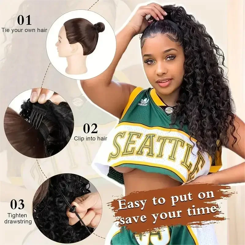 Long Kinky Curly Drawstring Po - Drawstring Afro Curly Puff Ponytail review and price