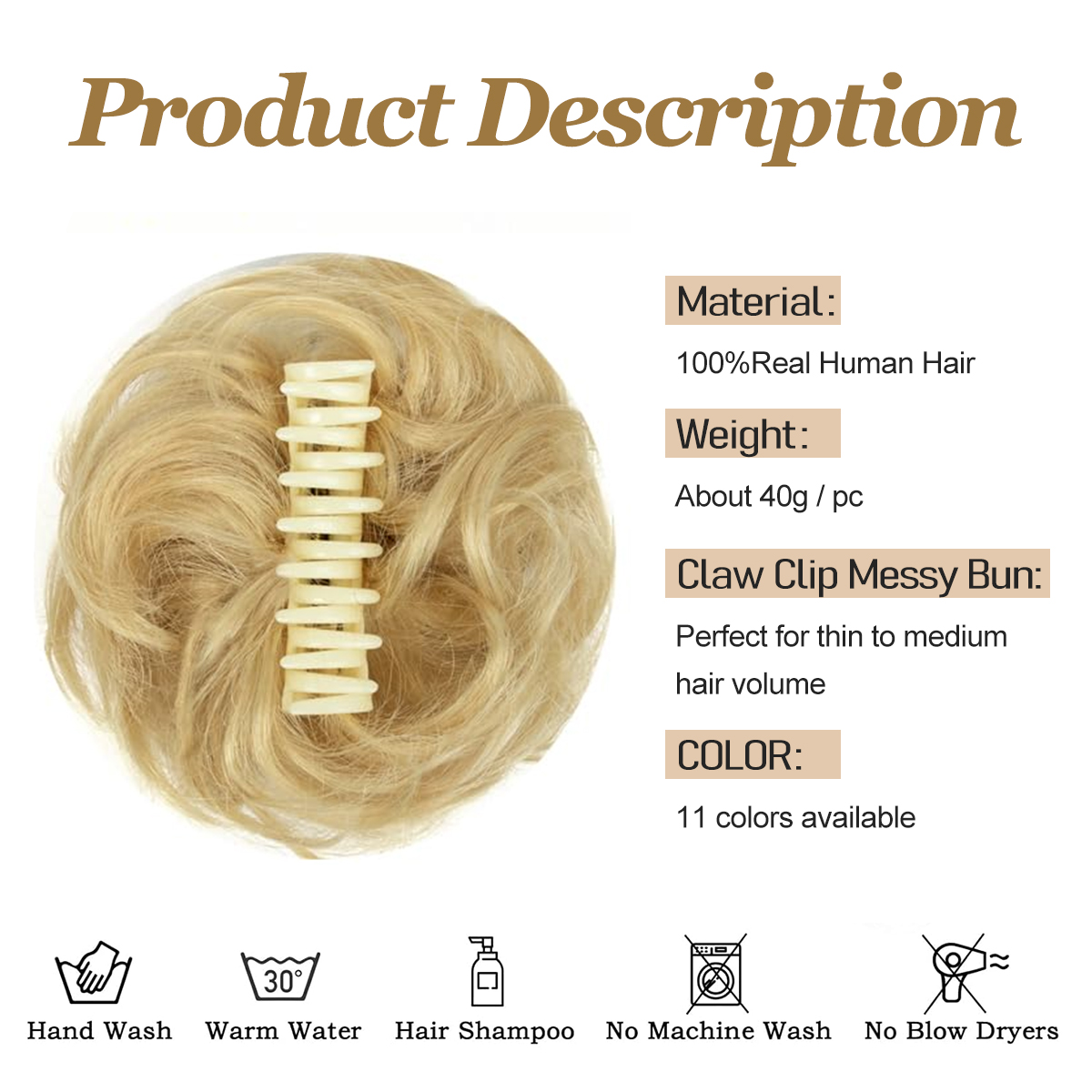 Messy Bun Hair Wavy Claw Clip  - Claw Clip Messy Bun Hair Piece review and price