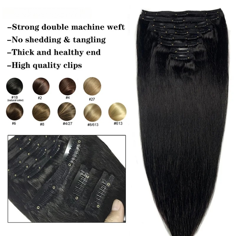 Natural Straight Clip In Human - Seamless Clip In Hair Extensions Human Hair review and price
