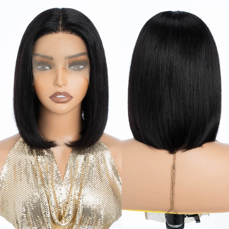 Straight Short Bob Wigs Human  - Glueless Wear And Go Human Hair Wig review and price
