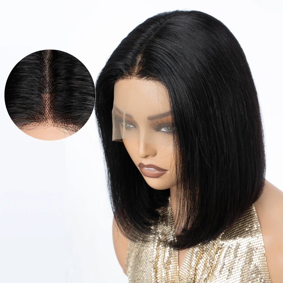 Straight Short Bob Wigs Human  - Glueless Wear And Go Human Hair Wig review and price