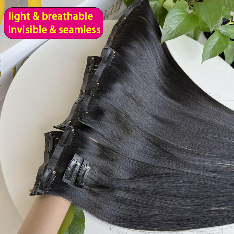 7Pcs Invisible Seamless PU Cli - Seamless Clip In Hair Extensions Human Hair review and price