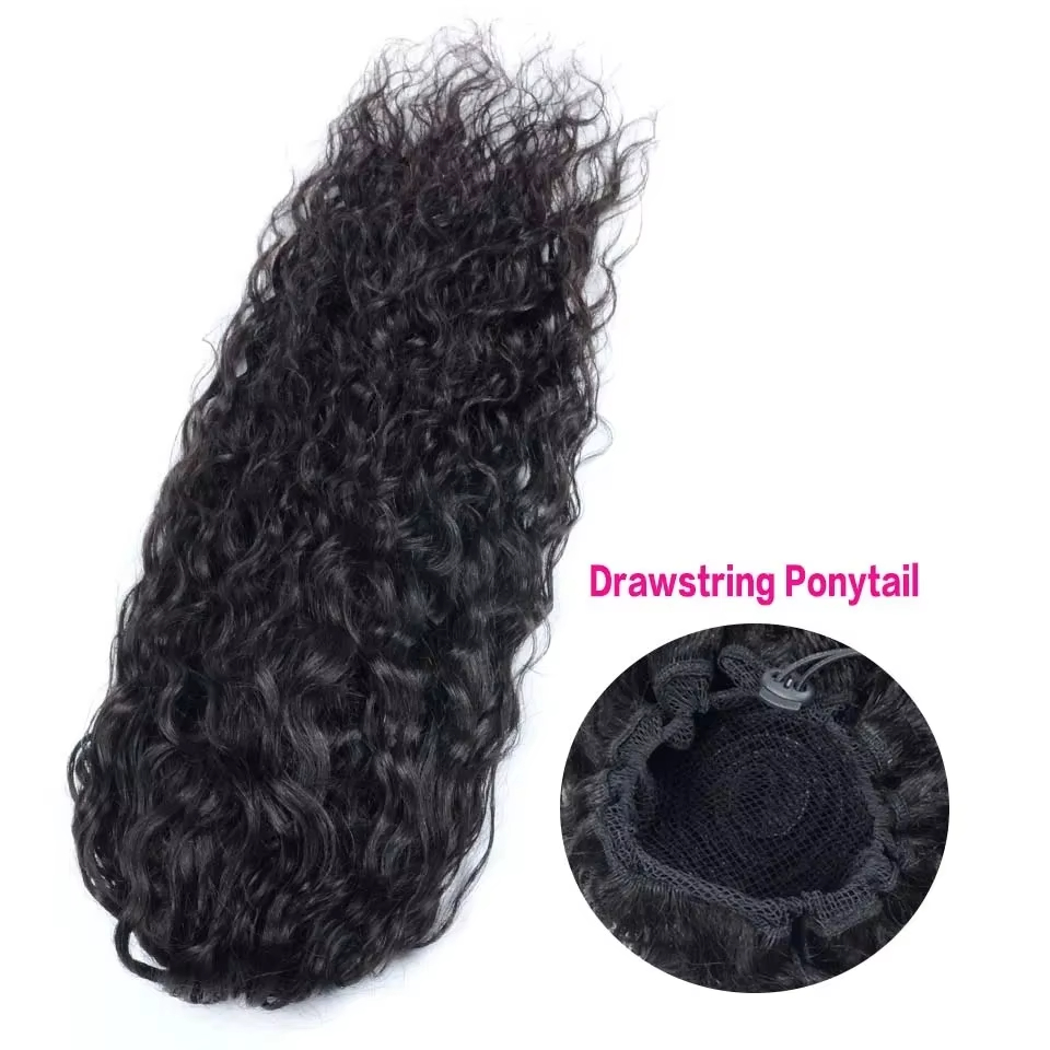 Water Wave Ponytail Human Hair - Seamless Clip In Hair Extensions Human Hair review and price