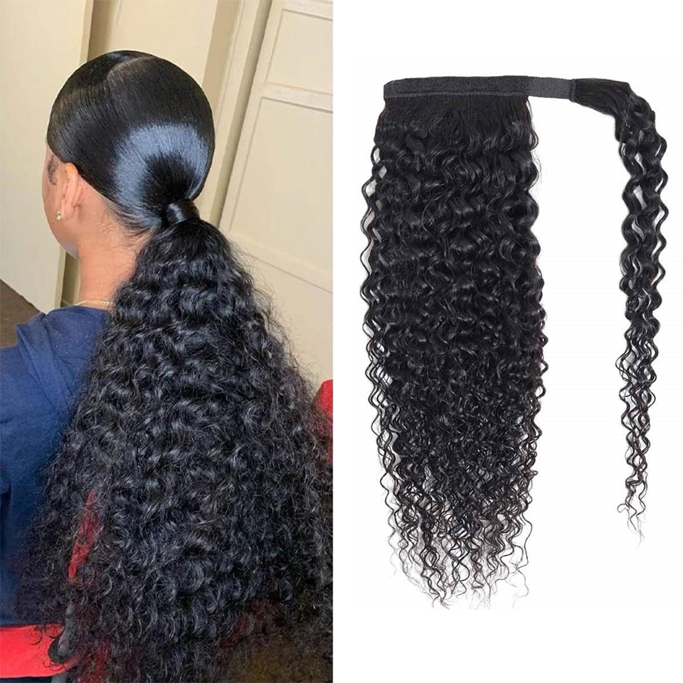 Kinky Curly Human Hair Ponytai - Seamless Clip In Hair Extensions Human Hair review and price