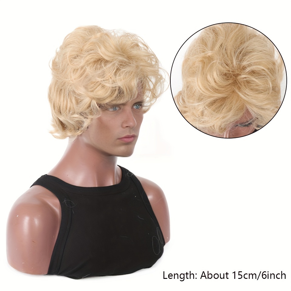 Mens Blonde Wig Short Wavy Flu - Synthetic Wigs review and price