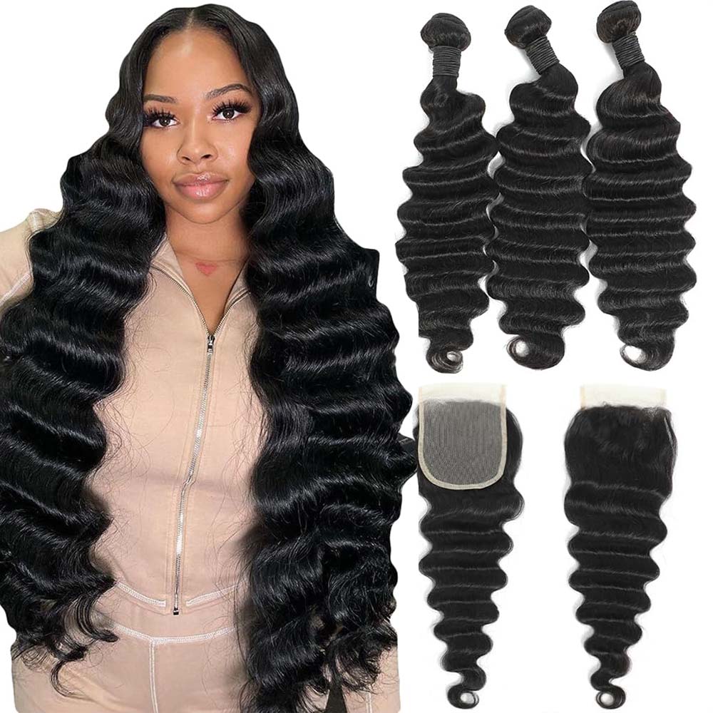 Raw Loose Deep Wave Human Hair - Deep Wave 3 Bundles With Closure review and price
