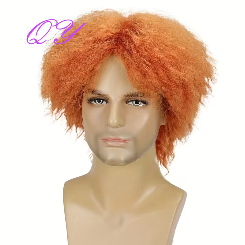 Men Short Orange Fluffy Afro C - Synthetic Wigs review and price