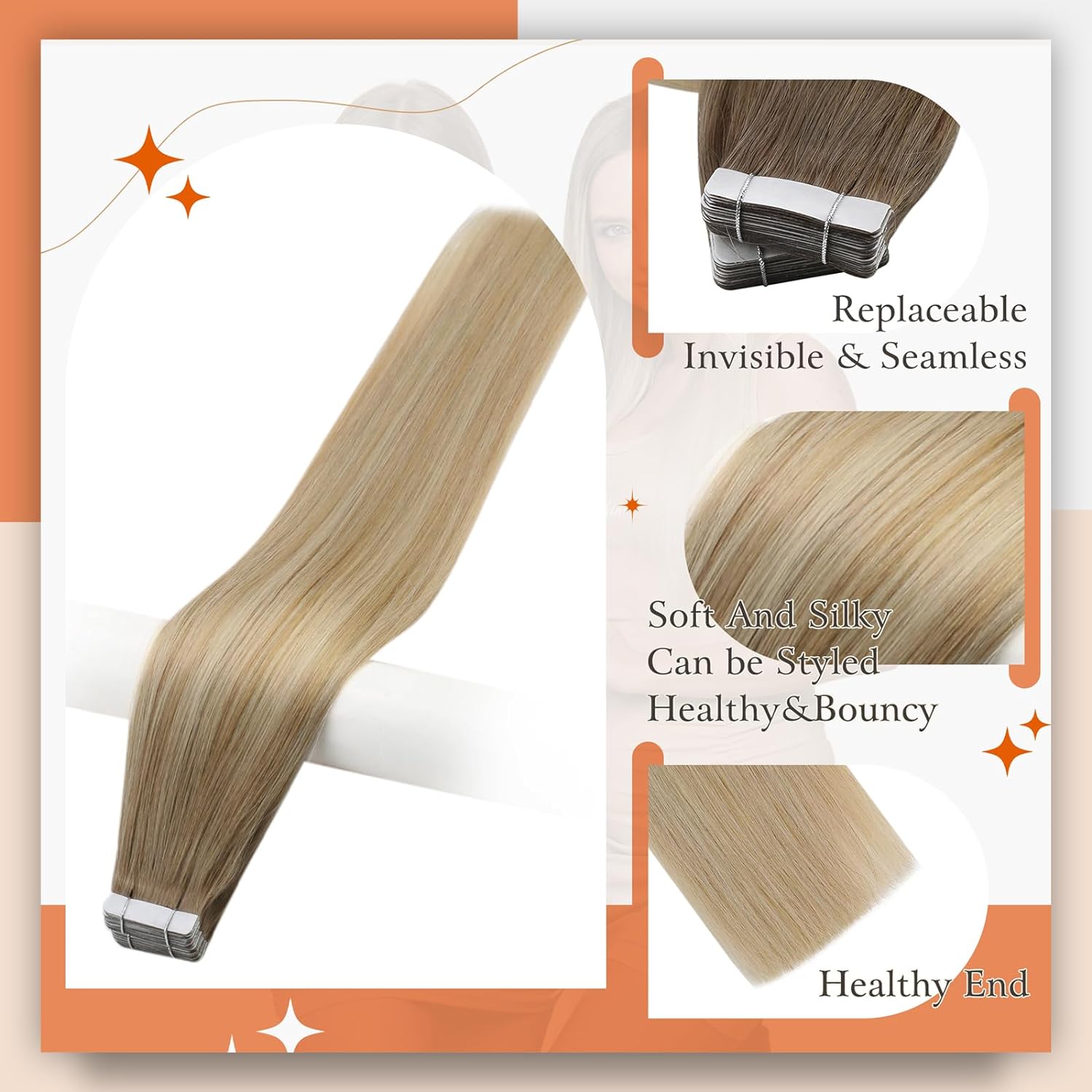 Full Shine Omber Tape in Hair  - Invisible Tape In Extensions Real Hair review and price
