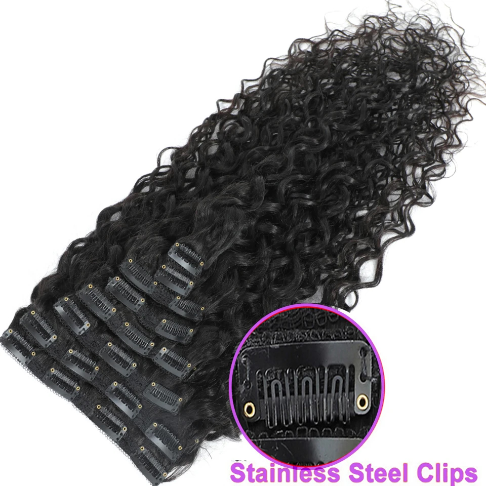 Water Wave Clip In Hair Extens - Seamless Clip In Hair Extensions Human Hair review and price