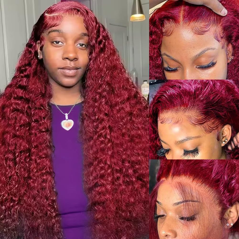 200 Density Burgundy Deep Wave - Lace Front Wigs review and price
