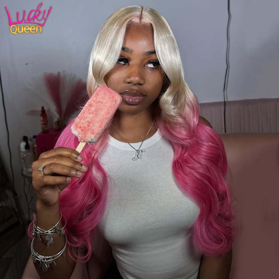 Ombre Rose pink 613 Colored Bl - 613 Blonde Body Wave Lace Front Wig review and price