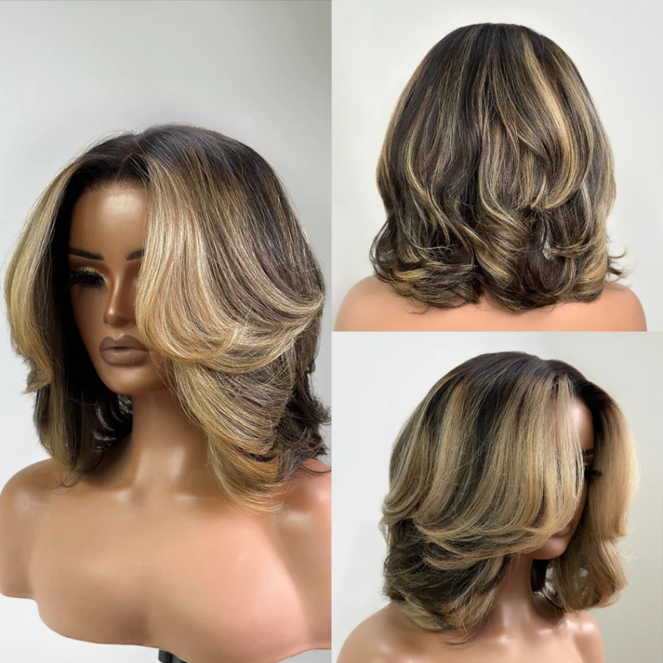 Bob Wig Human Hair Honey Blond - Lace Front Wigs review and price