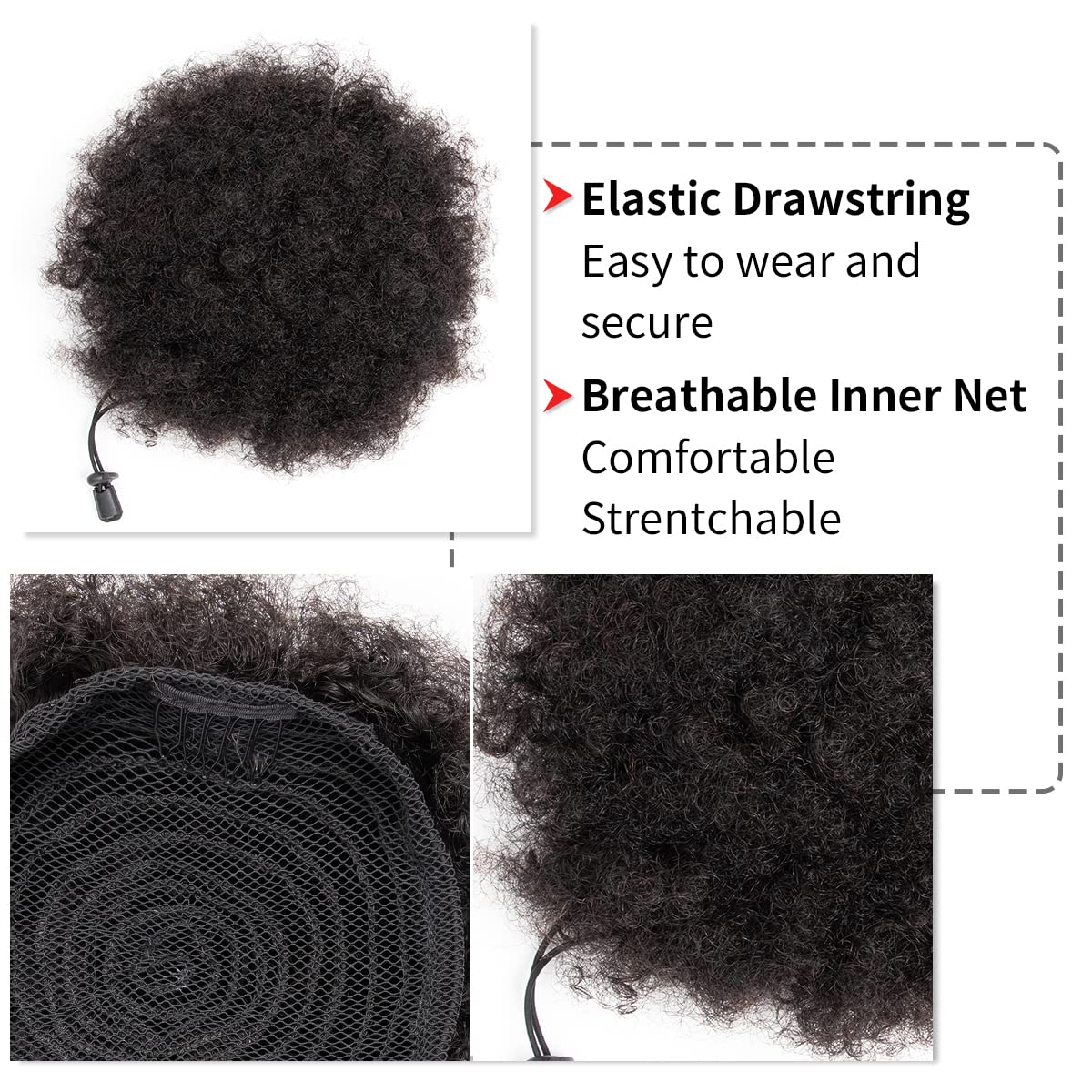 Afro Kinky Puffs 100% Human Ha - Drawstring Afro Curly Puff Ponytail review and price